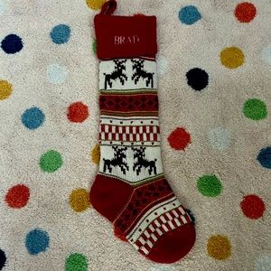 Pottery Barn stocking embroidered with Brad